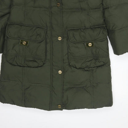 Per Una Women’s Green Small Long Hooded Down Puffer Coat