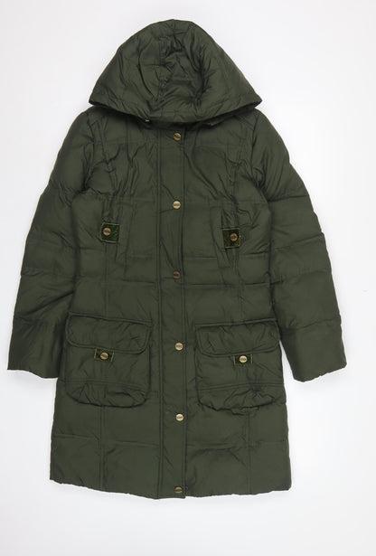 Per Una Women’s Green Small Long Hooded Down Puffer Coat