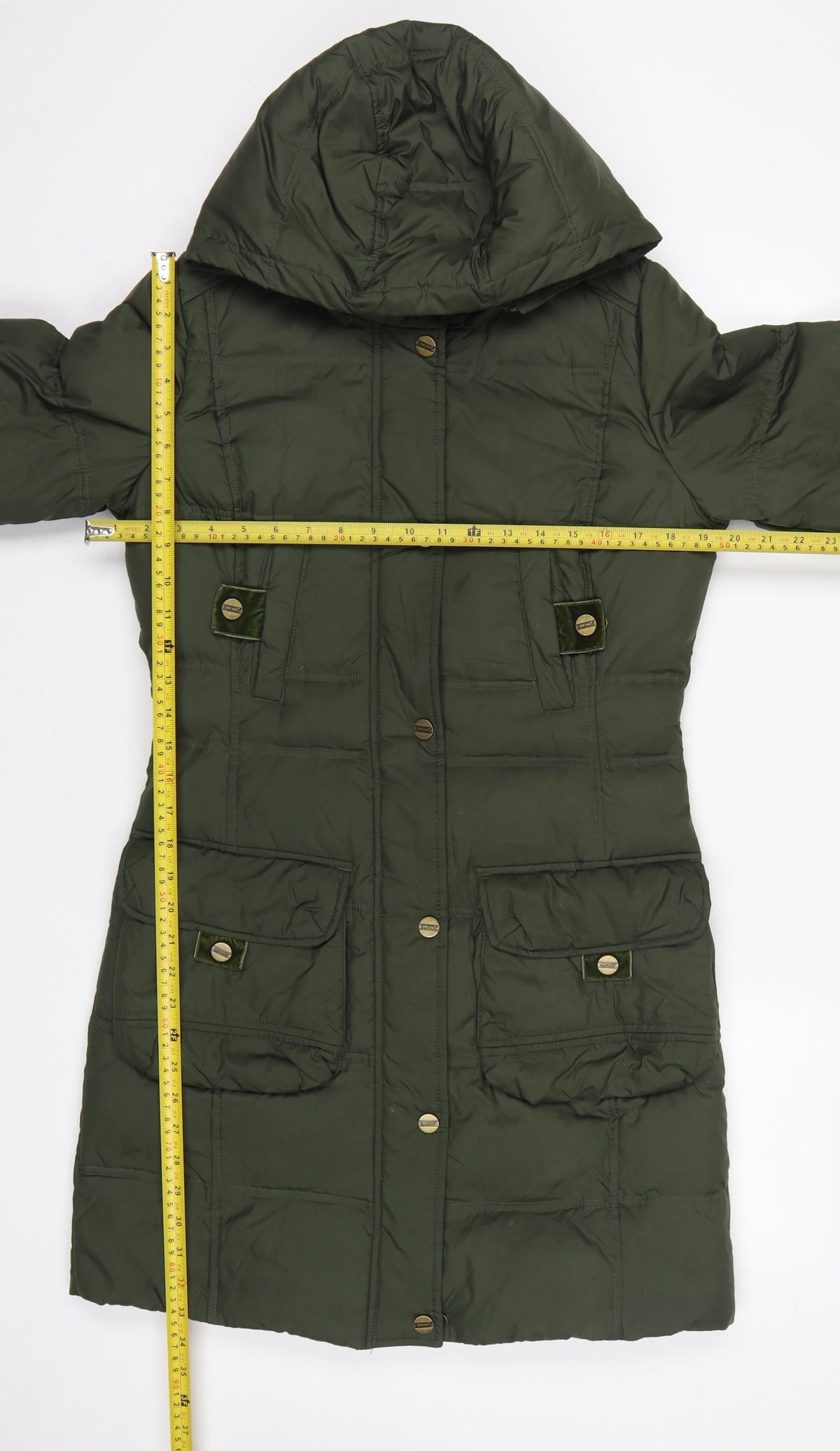 Per Una Women’s Green Small Long Hooded Down Puffer Coat