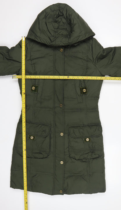 Per Una Women’s Green Small Long Hooded Down Puffer Coat