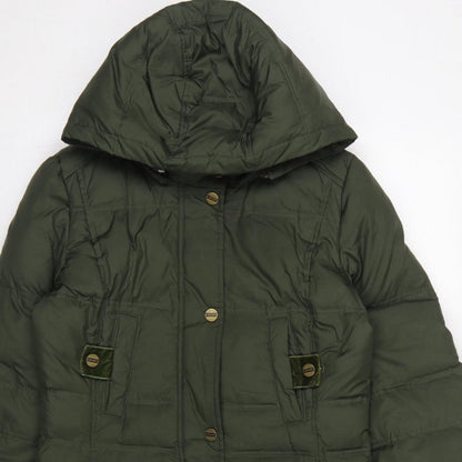 Per Una Women’s Green Small Long Hooded Down Puffer Coat