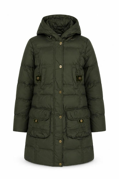 Per Una Women’s Green Small Long Hooded Down Puffer Coat