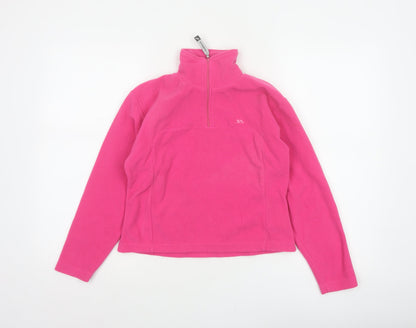 Back view of Trespass girls’ pink 9-10 years fleece 1/4 zip pullover sweatshirt