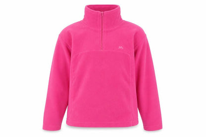 Front view of Trespass girls’ pink 9-10 years fleece 1/4 zip pullover sweatshirt