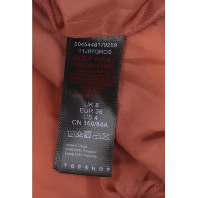 Topshop Women’s Orange UK 8 Cropped Puffer Jacket Quilted Drawstring