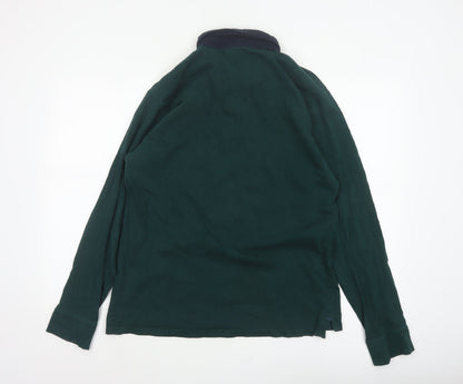 James Pringle Men’s Green Navy Colourblock Long Sleeve Polo L