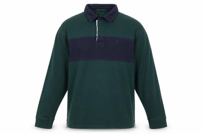 James Pringle Men’s Green Navy Colourblock Long Sleeve Polo L