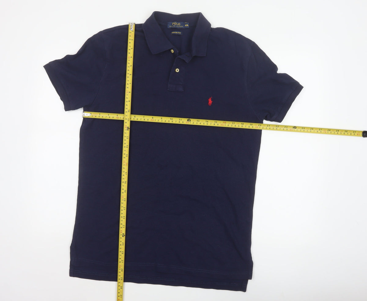 Polo Ralph Lauren Men's Blue 2XL Custom Fit Cotton Short Sleeve Polo