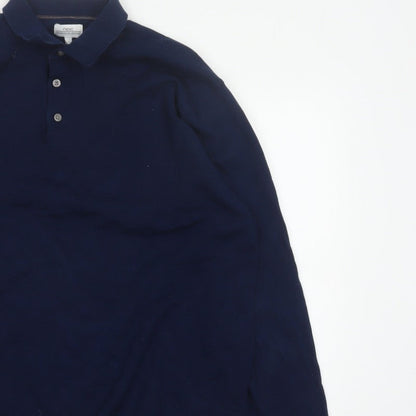 Next Men’s Navy Blue XL Collared Cotton Blend Pullover Jumper