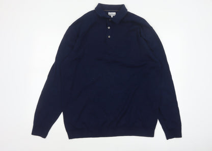 Next Men’s Navy Blue XL Collared Cotton Blend Pullover Jumper