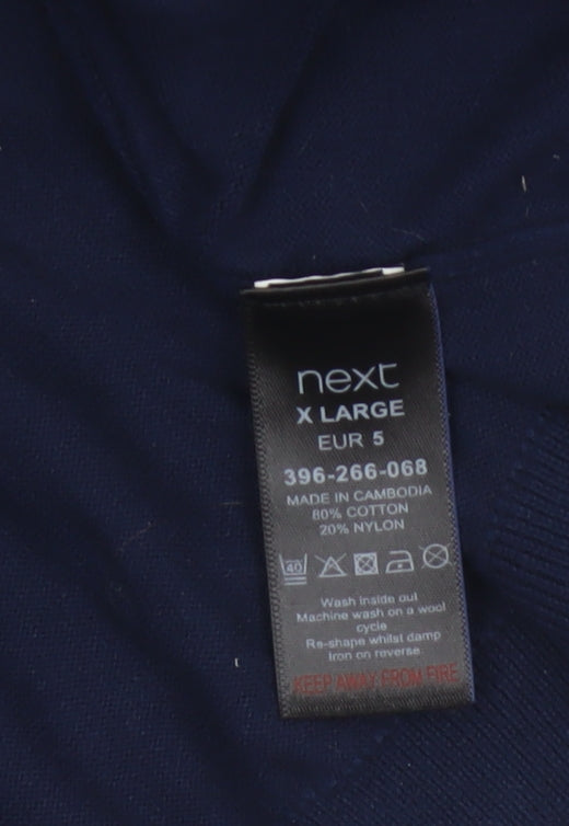 Next Men’s Navy Blue XL Collared Cotton Blend Pullover Jumper