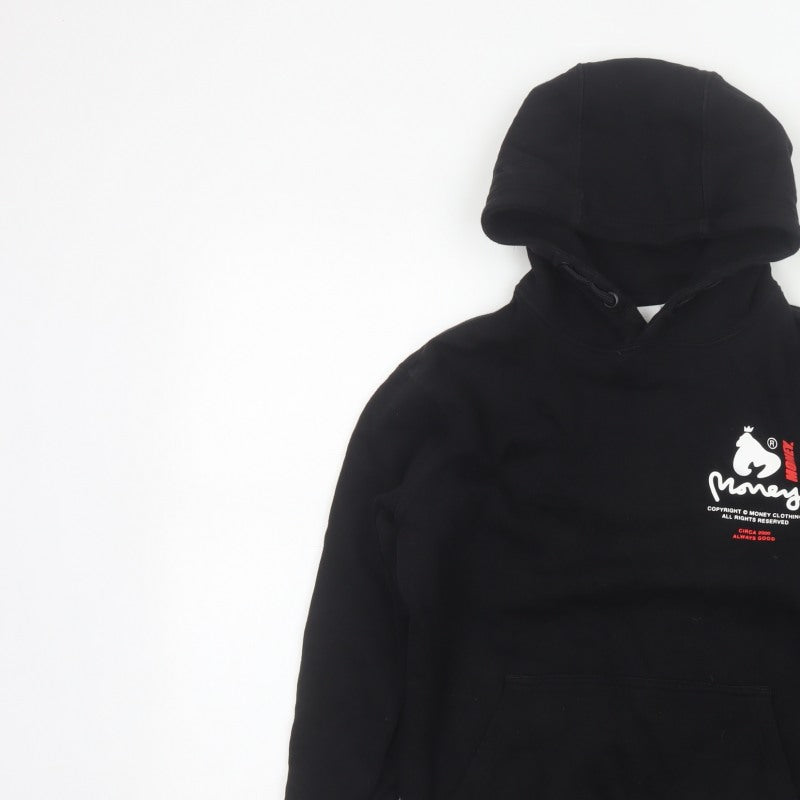 Money Boys Black 12-13 Years Pullover Logo Hoodie Cotton
