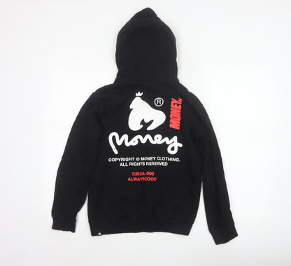 Money Boys Black 12-13 Years Pullover Logo Hoodie Cotton