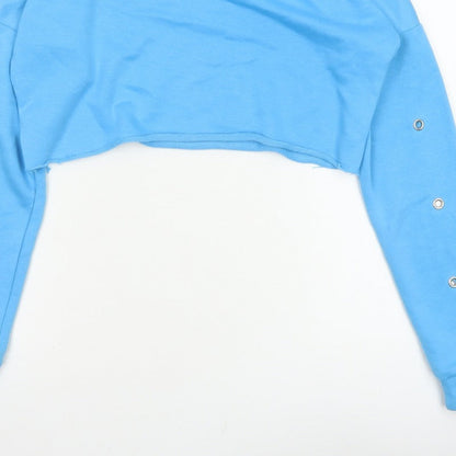Rebellious Women’s Blue UK 8 Cropped Pullover Sweatshirt Eyelet Sleeves