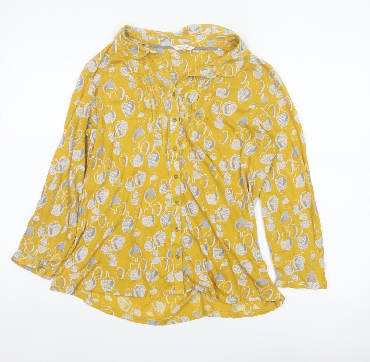 White Stuff Women Yellow Vase Print Tunic Blouse UK 10