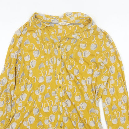 White Stuff Women Yellow Vase Print Tunic Blouse UK 10