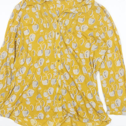 White Stuff Women Yellow Vase Print Tunic Blouse UK 10