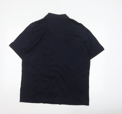 Autograph Men’s Blue L Supima Cotton Short Sleeve Button-Up Shirt