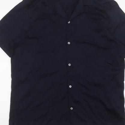Autograph Men’s Blue L Supima Cotton Short Sleeve Button-Up Shirt