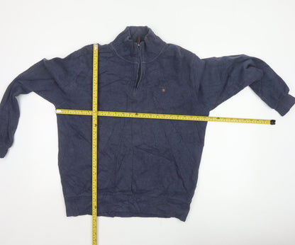 Gant Men’s Blue M Cotton Half Zip Mock Neck Knit Jumper