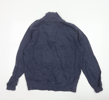 Gant Men’s Blue M Cotton Half Zip Mock Neck Knit Jumper