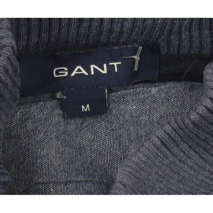 Gant Men’s Blue M Cotton Half Zip Mock Neck Knit Jumper