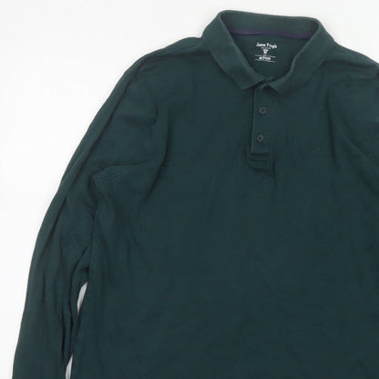 Additional view of James Pringle Men Green Medium Long Sleeve Cotton Polo Shirt