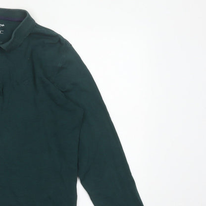 Additional view of James Pringle Men Green Medium Long Sleeve Cotton Polo Shirt