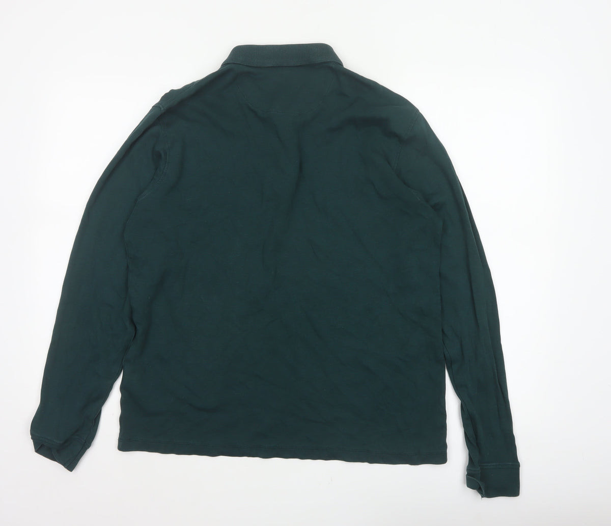 Brand and care label for James Pringle Men Green Medium Long Sleeve Cotton Polo Shirt