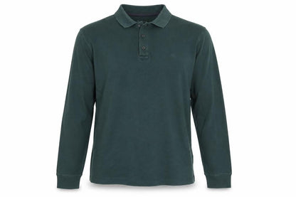 Front view of James Pringle Men Green Medium Long Sleeve Cotton Polo Shirt