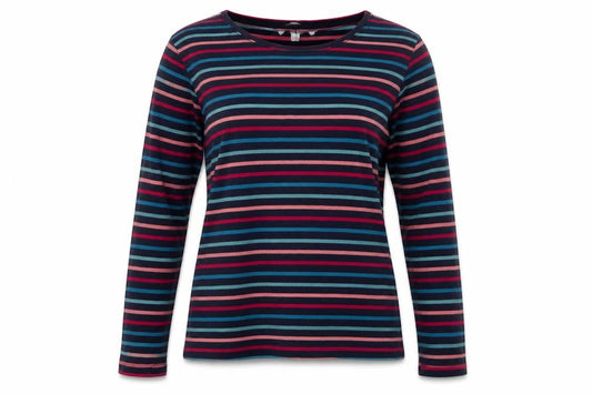 ISLE Women’s Multicoloured Striped Jersey Long Sleeve T-Shirt UK 10