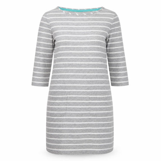 Boden Women Grey White Striped Cotton Tunic T-Shirt UK 12