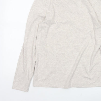 Cotton Traders Women Beige Marl UK 16 Roll Neck Long Sleeve Jersey Top
