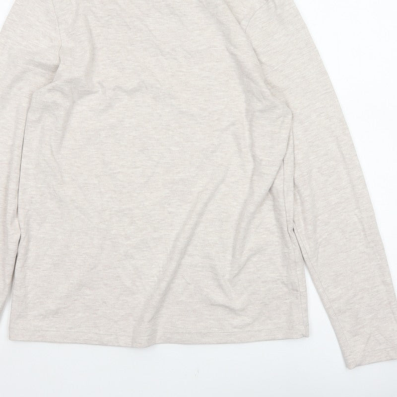 Cotton Traders Women Beige Marl UK 16 Roll Neck Long Sleeve Jersey Top