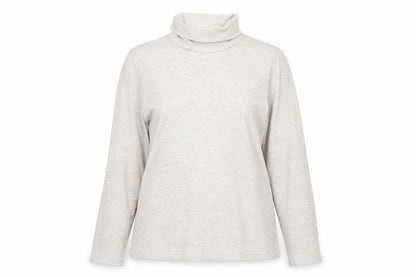 Cotton Traders Women Beige Marl UK 16 Roll Neck Long Sleeve Jersey Top
