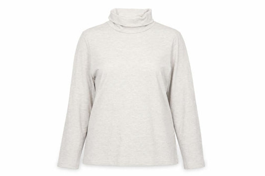 Cotton Traders Women Beige Marl UK 16 Roll Neck Long Sleeve Jersey Top