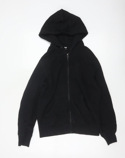 Uniqlo Men’s Black XS Full Zip Hooded Cotton Fleece Hoodie Pockets