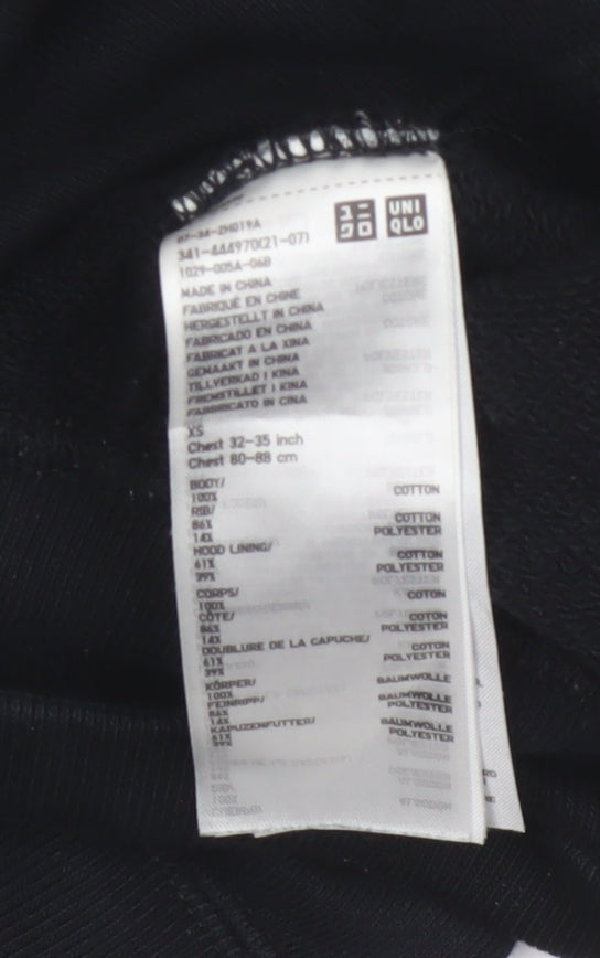 Uniqlo Men’s Black XS Full Zip Hooded Cotton Fleece Hoodie Pockets