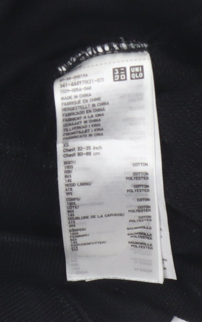 Uniqlo Men’s Black XS Full Zip Hooded Cotton Fleece Hoodie Pockets