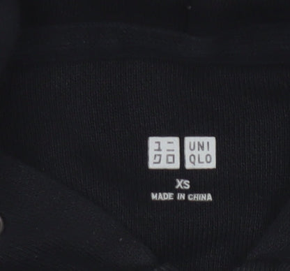 Uniqlo Men’s Black XS Full Zip Hooded Cotton Fleece Hoodie Pockets