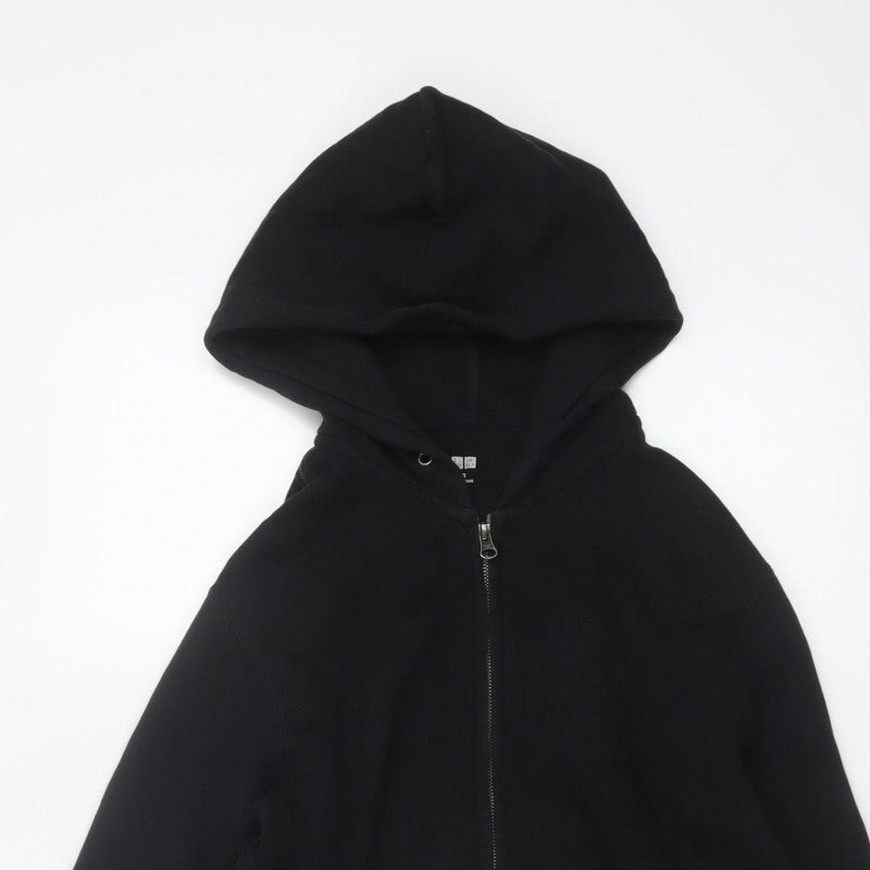 Uniqlo Men’s Black XS Full Zip Hooded Cotton Fleece Hoodie Pockets