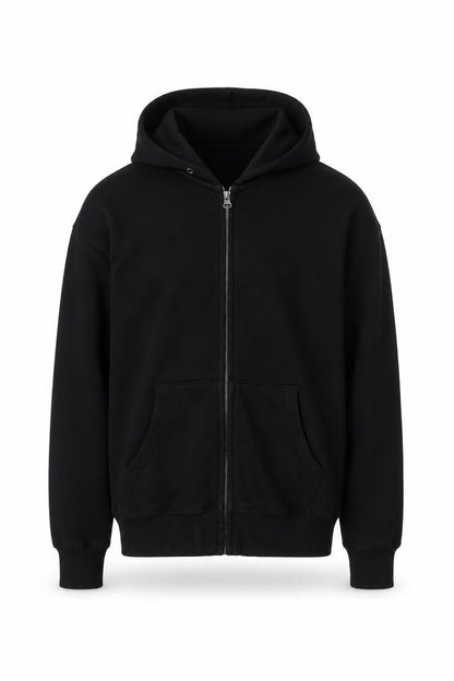 Uniqlo Men’s Black XS Full Zip Hooded Cotton Fleece Hoodie Pockets