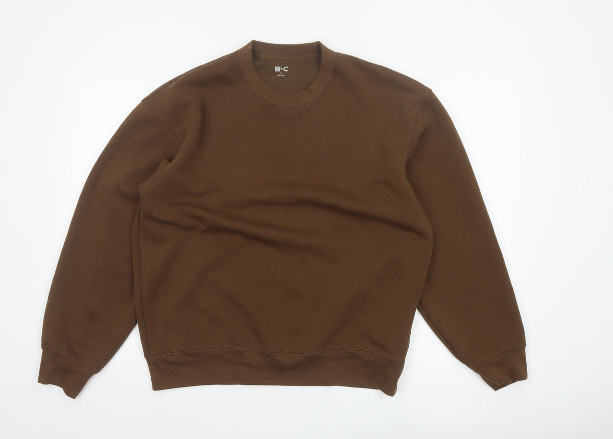 Uniqlo C Men’s Brown M Crew Neck Pullover Cotton Blend Sweatshirt