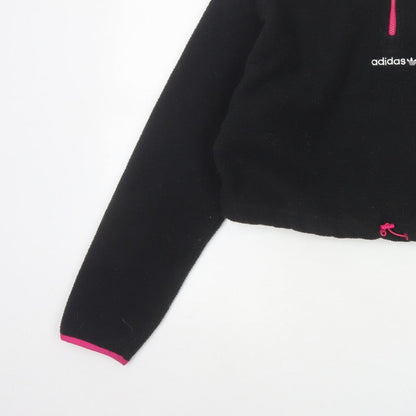 Adidas Women's Black Pink Pullover 1/2 Zip Fleece Sweatshirt UK 14 M