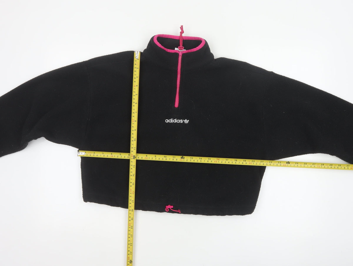 Adidas Women's Black Pink Pullover 1/2 Zip Fleece Sweatshirt UK 14 M