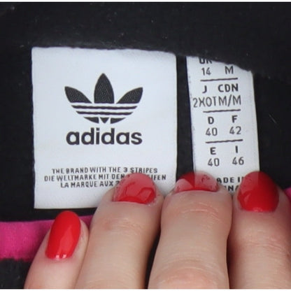Adidas Women's Black Pink Pullover 1/2 Zip Fleece Sweatshirt UK 14 M