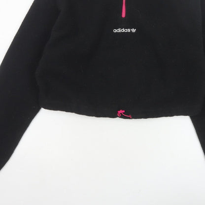 Adidas Women's Black Pink Pullover 1/2 Zip Fleece Sweatshirt UK 14 M