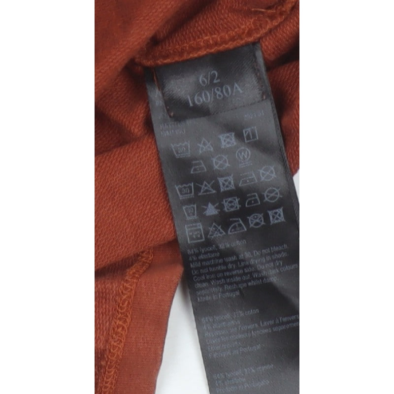 AllSaints Women Brown UK 6 Wrap Long Sleeve Jersey Top Snap Button