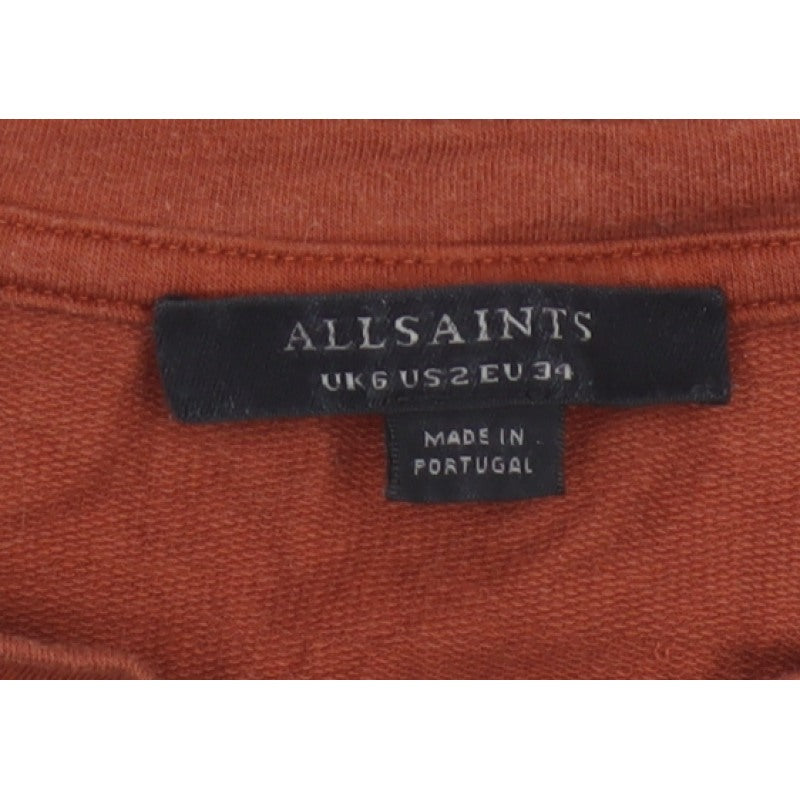 AllSaints Women Brown UK 6 Wrap Long Sleeve Jersey Top Snap Button