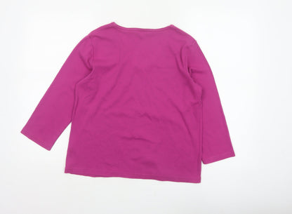 Maine New England Women’s Pink Size 14 Floral V-Neck 3/4 Sleeve Top